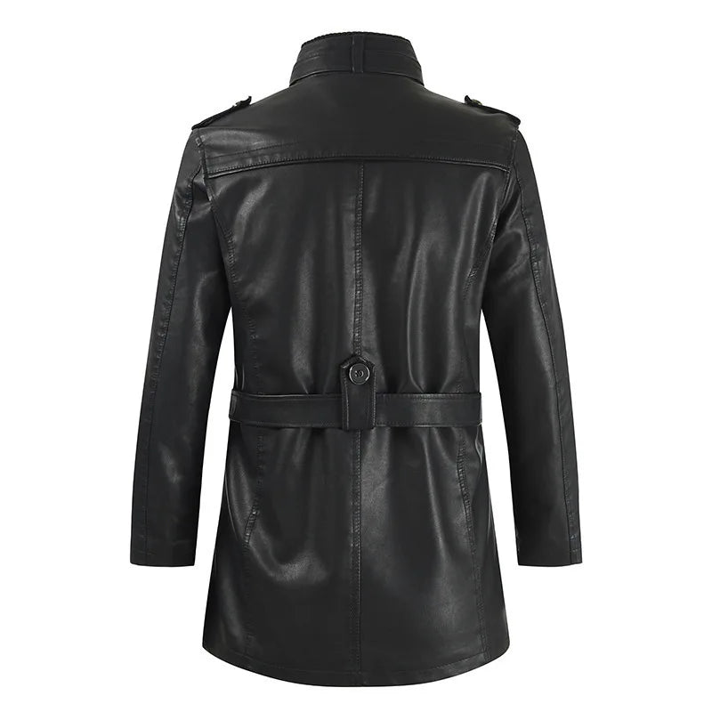 Jaqueta Longa de Couro Masculina Romenzi RZ118 - conforto, couro de alta qualidade, design exclusivo e resistência para dias frios.