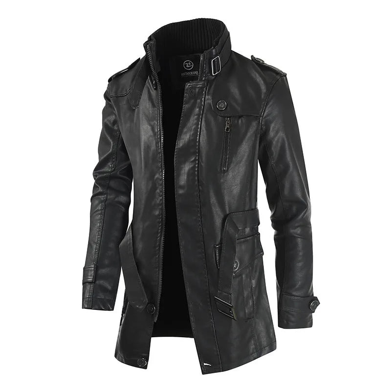 Jaqueta Longa de Couro Masculina Romenzi RZ118 - conforto, couro de alta qualidade, design exclusivo e resistência para dias frios.