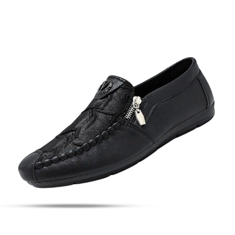 Mocassim Masculino Elegance Romenzi RZ733 em detalhe, calçado premium sofisticado e resistente, ideal para looks casuais e sociais com autenticidade.