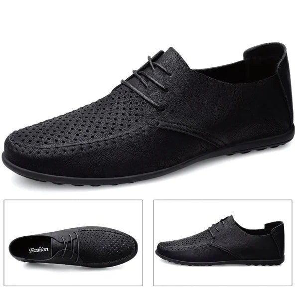 Mocassim Masculino Viena Romenzi RZ747 em detalhe, calçado sofisticado e resistente, com design minimalista que garante estilo versátil e elegante.