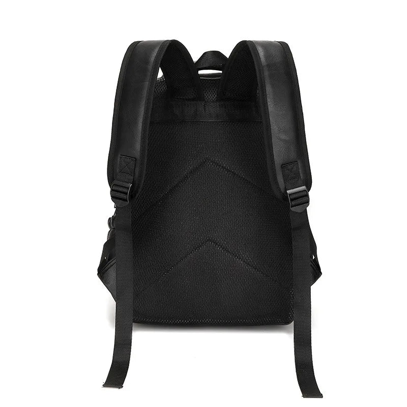 Mochila de Couro Masculina Romenzi RZ072 com resistência à água, porta USB, alças ergonômicas e compartimentos para notebook e tablet