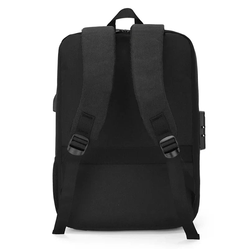 Mochila Executiva Romenzi RZ070 com tecido impermeável, trava TSA, porta USB e compartimento para notebook 15''. Elegante e funcional para o dia a dia.