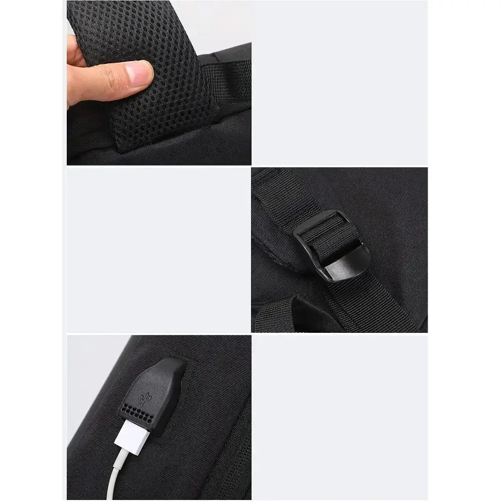 Mochila Executiva Romenzi RZ070 com tecido impermeável, trava TSA, porta USB e compartimento para notebook 15''. Elegante e funcional para o dia a dia.