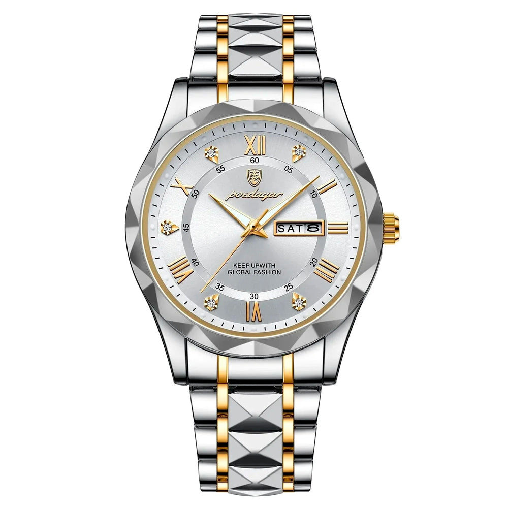 Relógio Masculino Romenzi Fortuna RZ709 com pulseira em aço inoxidável, mecanismo de quartzo preciso e design elegante e atemporal para qualquer ocasião.