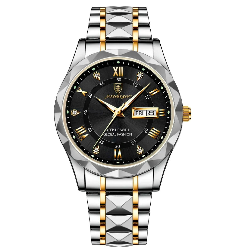 Relógio Masculino Romenzi Fortuna RZ709 com pulseira em aço inoxidável, mecanismo de quartzo preciso e design elegante e atemporal para qualquer ocasião.