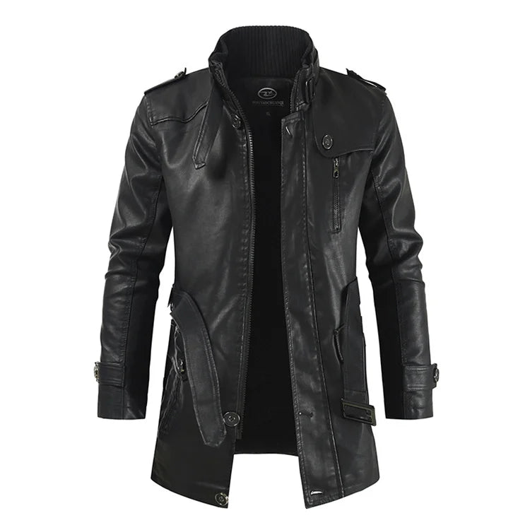 Sobretudo Masculino de Couro Romenzi RZ096, confeccionado em couro premium com design elegante e proteção ideal para os dias mais gelados.