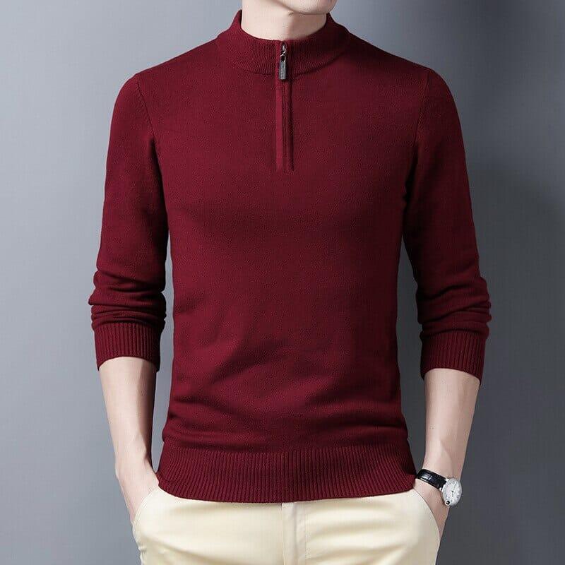 Suéter Masculino Brava Romenzi RZ750 em detalhe, peça com gola alta e zíper que oferece conforto, versatilidade e estilo sofisticado em qualquer ocasião.