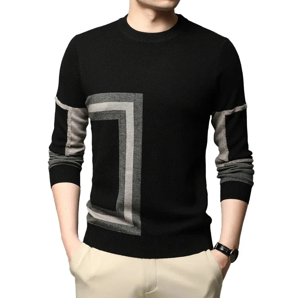 Suéter Masculino Pulôver Atlas Romenzi RZ762 em detalhe, peça moderna e sofisticada com caimento impecável, ideal para looks casuais e profissionais.