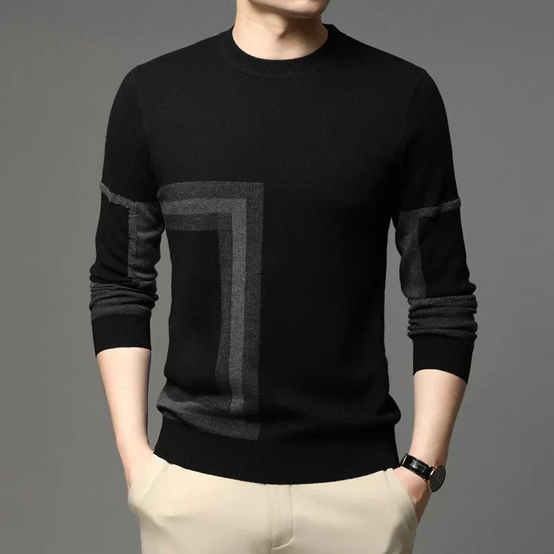 Suéter Masculino Pulôver Atlas Romenzi RZ762 em detalhe, peça moderna e sofisticada com caimento impecável, ideal para looks casuais e profissionais.