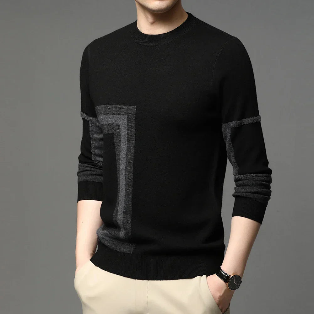 Suéter Masculino Pulôver Atlas Romenzi RZ762 em detalhe, peça moderna e sofisticada com caimento impecável, ideal para looks casuais e profissionais.