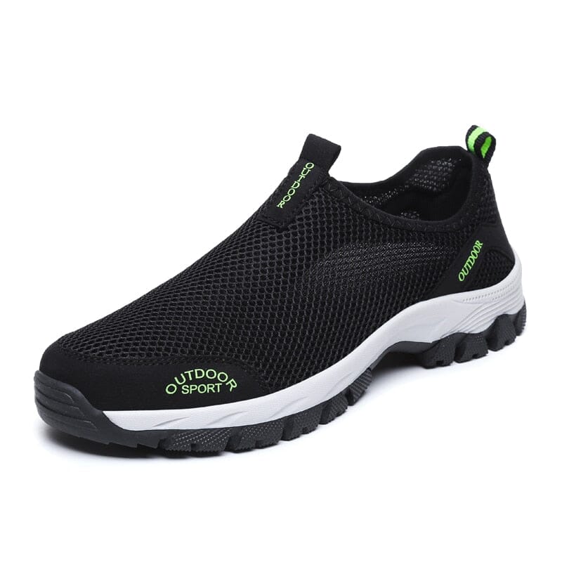 Tênis Esportivo Masculino Sem Cadarço Romenzi RZ898 em detalhe, slip-on leve e respirável, com solado em borracha resistente e design moderno.