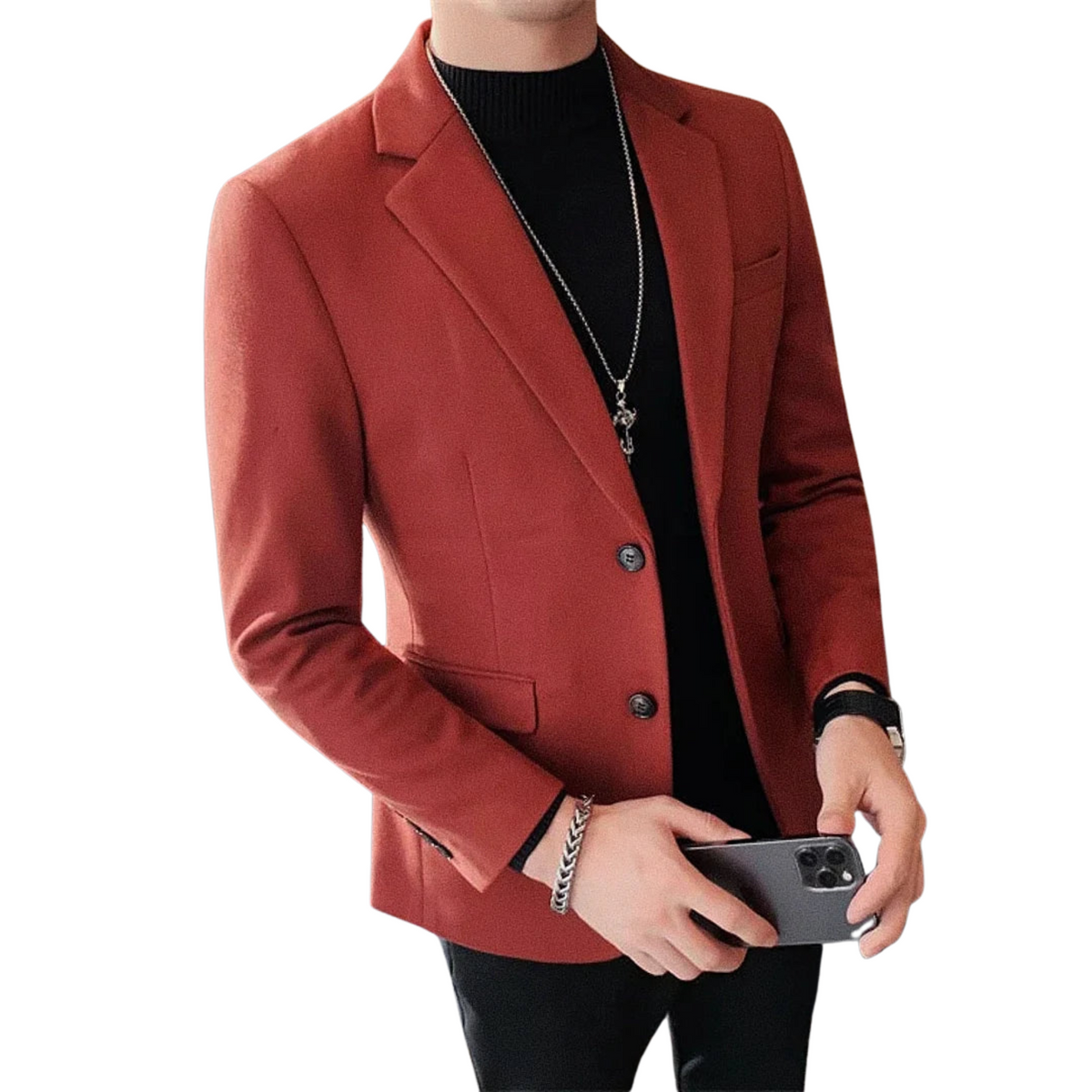 Blazer Masculino Grife Romenzi RZ933 em detalhe, blazer sofisticado em materiais de alta qualidade que oferece caimento impecável, conforto e estilo elegante.