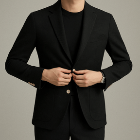 Blazer Masculino Noble Romenzi RZ923 em detalhe, peça elegante em algodão egípcio premium, ideal para eventos formais e ocasiões especiais com sofisticação.