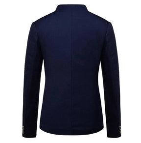 Blazer Masculino Slim Beaumont Romenzi RZ925 em detalhe, modelo slim fit em materiais de alta qualidade que oferece caimento perfeito e estilo sofisticado.
