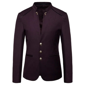 Blazer Masculino Slim Beaumont Romenzi RZ925 em detalhe, modelo slim fit em materiais de alta qualidade que oferece caimento perfeito e estilo sofisticado.