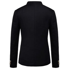 Blazer Masculino Slim Beaumont Romenzi RZ925 em detalhe, modelo slim fit em materiais de alta qualidade que oferece caimento perfeito e estilo sofisticado.