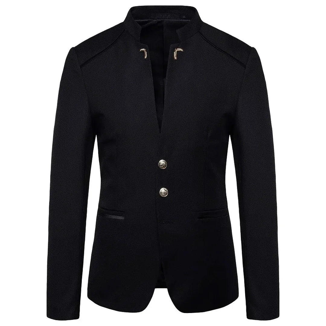 Blazer Masculino Slim Beaumont Romenzi RZ925 em detalhe, modelo slim fit em materiais de alta qualidade que oferece caimento perfeito e estilo sofisticado.