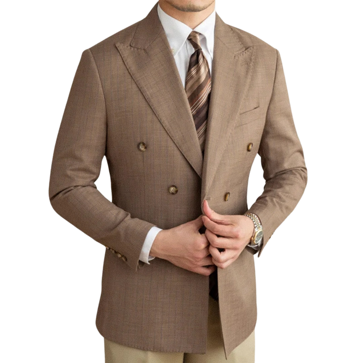 Blazer Masculino Transpassado Romenzi RZ935 em detalhe, blazer em ecomicrofibra Easeleaf 01 que oferece conforto, durabilidade e estilo sofisticado.