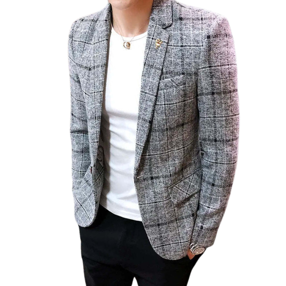 Blazer Masculino Xadrez Romenzi RZ064, elegante e sofisticado, com design xadrez para ocasiões especiais e formais.