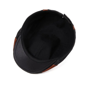 Boina Masculina Couro de Carneiro Romenzi RZ277 com couro de pele de carneiro premium, design sofisticado e detalhes em preto e marrom.