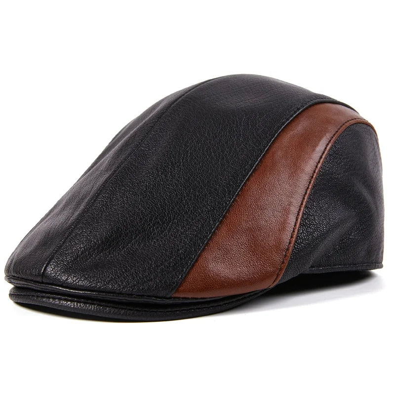 Boina Masculina Couro de Carneiro Romenzi RZ277 com couro de pele de carneiro premium, design sofisticado e detalhes em preto e marrom.