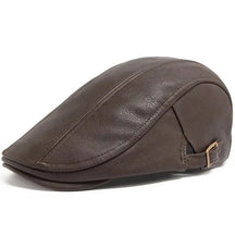 Boina Masculina de Couro British Romenzi RZ271 com design britânico, confeccionada em couro premium, ajuste ergonômico e cores cáqui, marrom, grafite e preta.