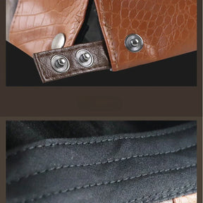 Boina Masculina de Couro Vintage Romenzi RZ273 com design refinado, confeccionada em couro premium, cores preta, marrom claro e marrom escuro.