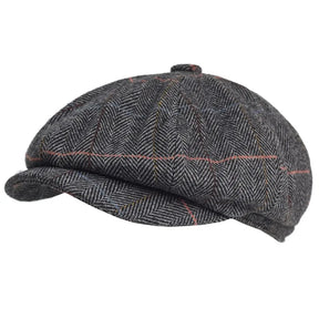 Boina Masculina de Lã Classic Romenzi RZ272 com design britânico, produzida em lã e poliéster premium, cores cinza, azul e marrom.