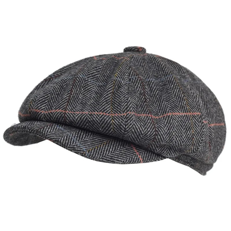 Boina Masculina de Lã Classic Romenzi RZ272 com design britânico, produzida em lã e poliéster premium, cores cinza, azul e marrom.