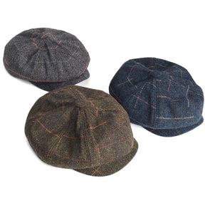 Boina Masculina de Lã Classic Romenzi RZ272 com design britânico, produzida em lã e poliéster premium, cores cinza, azul e marrom.