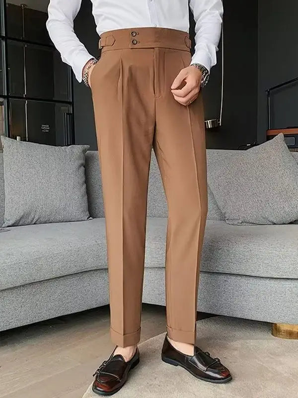 Calça de Alfaiataria Masculina Romenzi RZ256 com design clássico e tecido premium. Conforto e estilo refinado para eventos e ambientes profissionais.