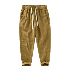 Calça de Linho Masculina Romenzi RZ558 em detalhe, peça elegante em linho premium, leve e sofisticada, perfeita para looks casuais ou formais.