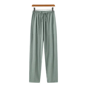 Calça de Linho Masculina Romenzi RZ564 em detalhe, calça sofisticada em linho premium que oferece leveza, conforto e caimento impecável para o homem moderno.