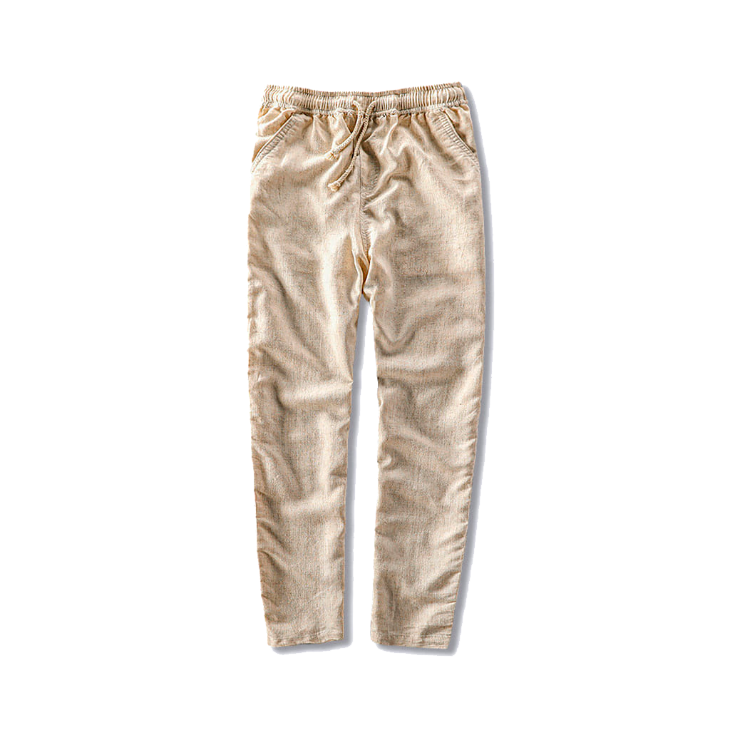 Calça de Linho Masculina Romenzi RZ567 em detalhe, calça leve em linho de alta qualidade que oferece frescor, conforto e estilo atemporal.