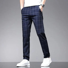 Calça Social Xadrez Masculina Romenzi RZ006 – elegância e personalidade com tecido leve, respirável e confortável.