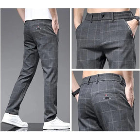 Calça Social Xadrez Masculina Romenzi RZ006 – elegância e personalidade com tecido leve, respirável e confortável.