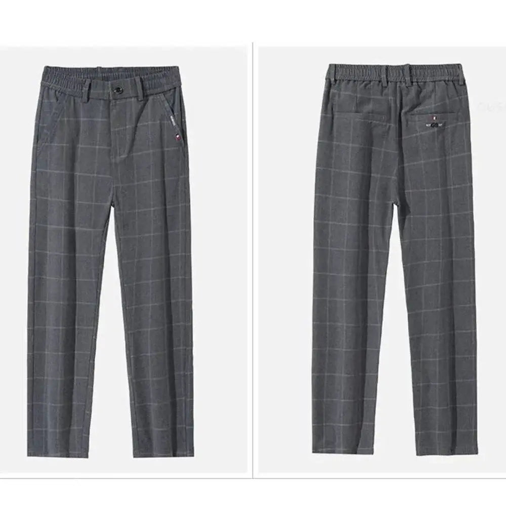 Calça Social Xadrez Masculina Romenzi RZ006 – elegância e personalidade com tecido leve, respirável e confortável.