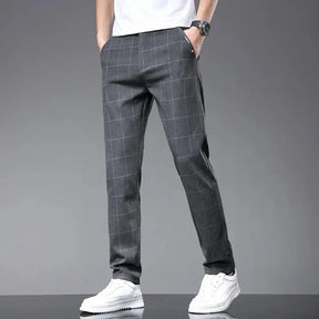 Calça Social Xadrez Masculina Romenzi RZ006 – elegância e personalidade com tecido leve, respirável e confortável.