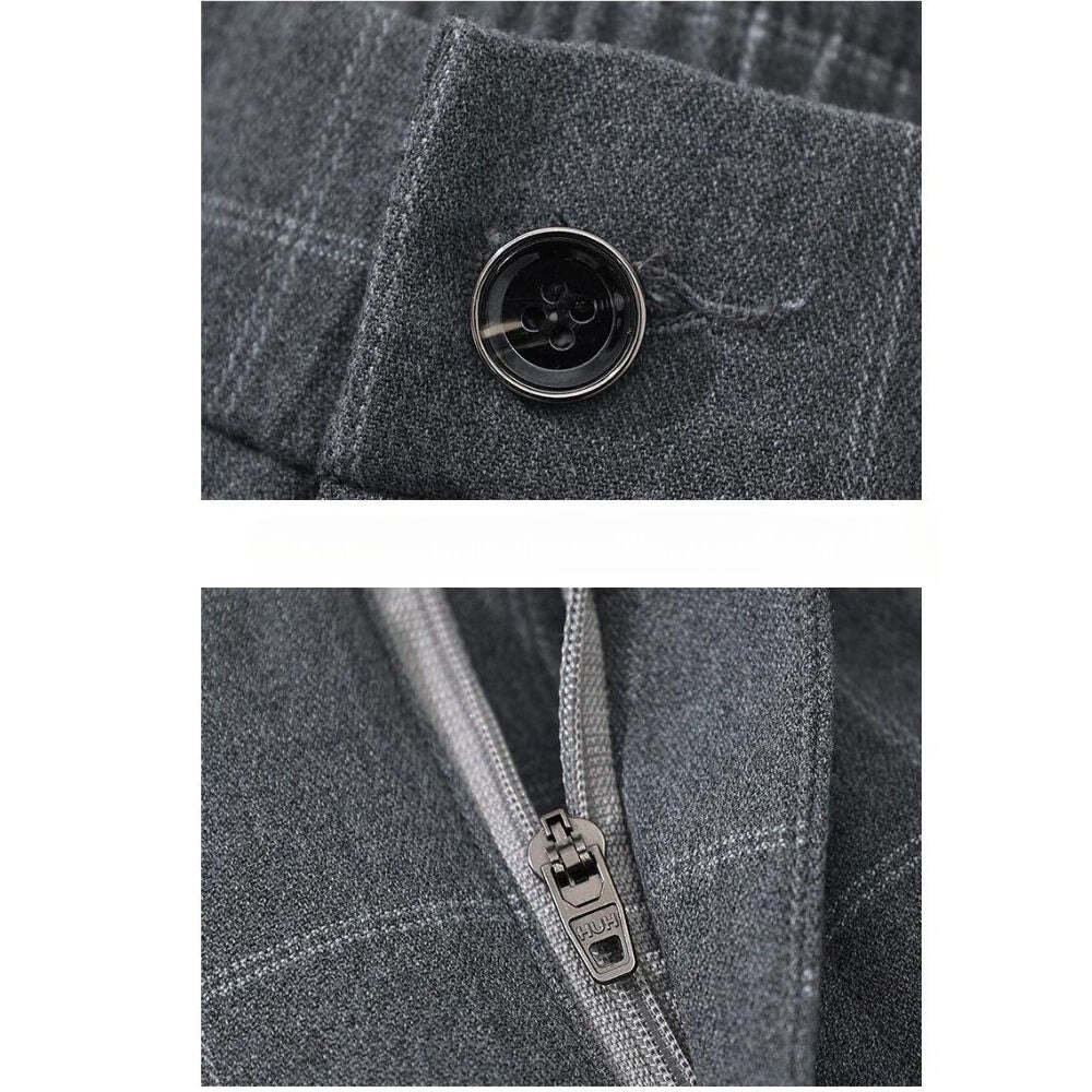 Calça Social Xadrez Masculina Romenzi RZ006 – elegância e personalidade com tecido leve, respirável e confortável.