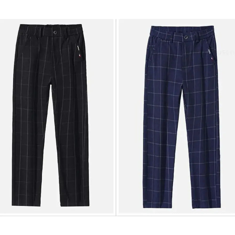 Calça Social Xadrez Masculina Romenzi RZ006 – elegância e personalidade com tecido leve, respirável e confortável.