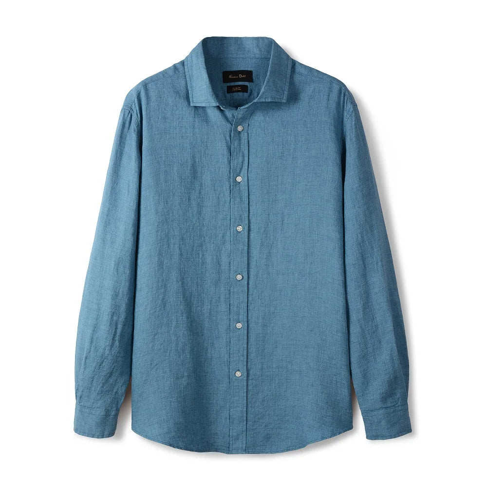 Camisa de Linho Lisa Masculina Romenzi RZ790 feita em linho premium com caimento elegante, respirável e durável para todas as ocasiões.