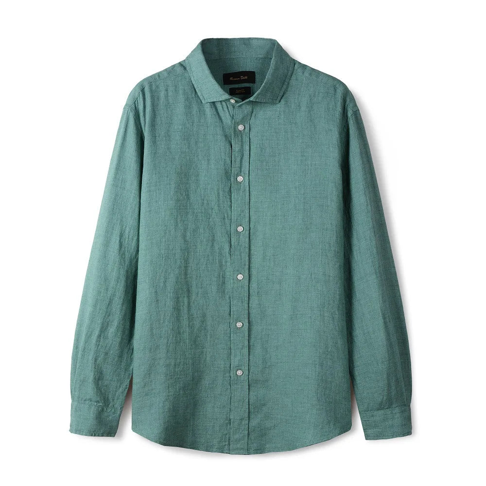 Camisa de Linho Lisa Masculina Romenzi RZ790 feita em linho premium com caimento elegante, respirável e durável para todas as ocasiões.