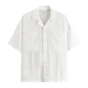 Camisa de Linho Masculina com Contraste Romenzi RZ791 feita em linho premium com caimento moderno, tecido anti amassado e secagem rápida para elegância.