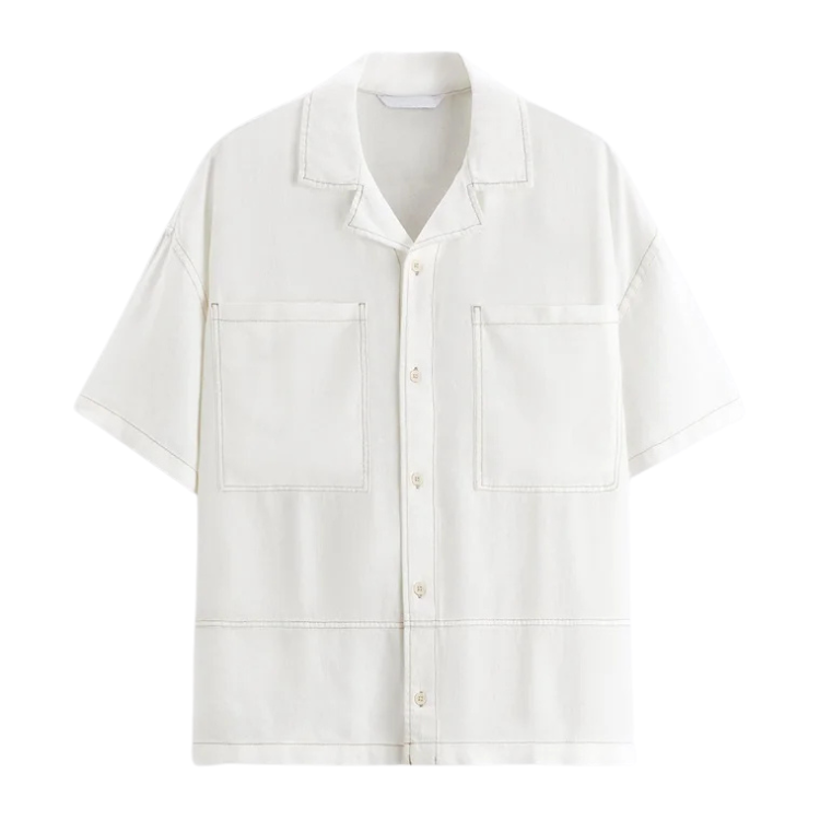 Camisa de Linho Masculina com Contraste Romenzi RZ791 feita em linho premium com caimento moderno, tecido anti amassado e secagem rápida para elegância.