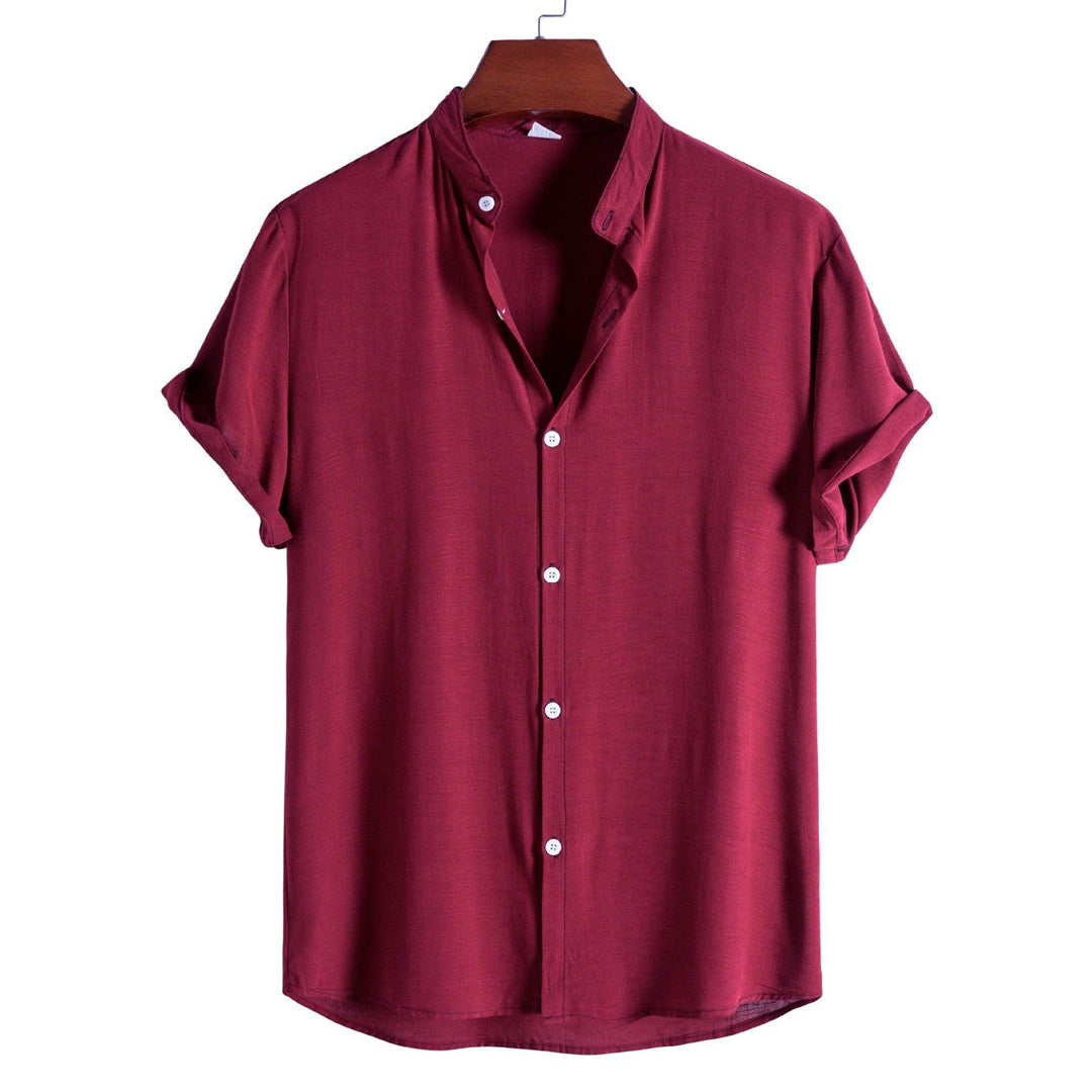 Camisa de Linho Masculina Gola Padre Romenzi RZ793 feita em linho premium, respirável e elegante, com design clean e versátil para diversas ocasiões.