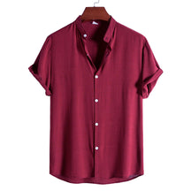 Camisa de Linho Masculina Gola Padre Romenzi RZ793 feita em linho premium, respirável e elegante, com design clean e versátil para diversas ocasiões.