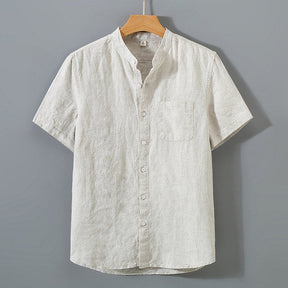 Camisa de Linho Masculina Romenzi Premium RZ795 feita em linho premium, leve e durável, com design clássico e acabamento refinado para eventos sociais.