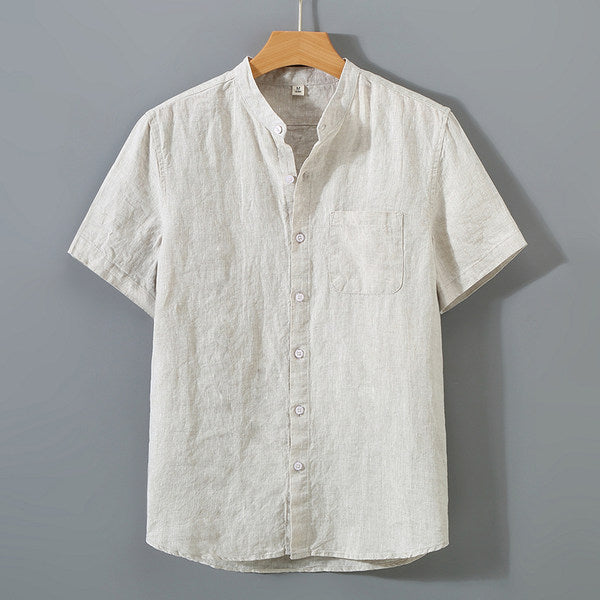Camisa de Linho Masculina Romenzi Premium RZ795 feita em linho premium, leve e durável, com design clássico e acabamento refinado para eventos sociais.