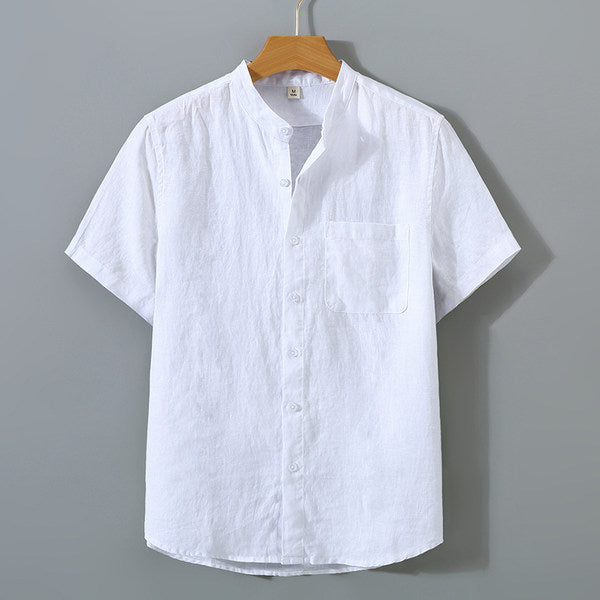 Camisa de Linho Masculina Romenzi Premium RZ795 feita em linho premium, leve e durável, com design clássico e acabamento refinado para eventos sociais.