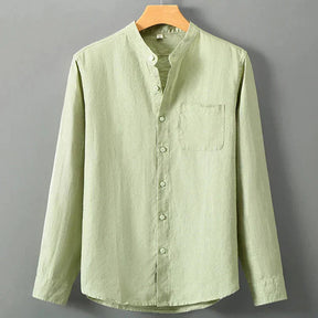 Camisa de Linho Masculina Romenzi RZ792 feita em linho nobre, respirável e sofisticada, com caimento impecável e estilo clássico para eventos elegantes.